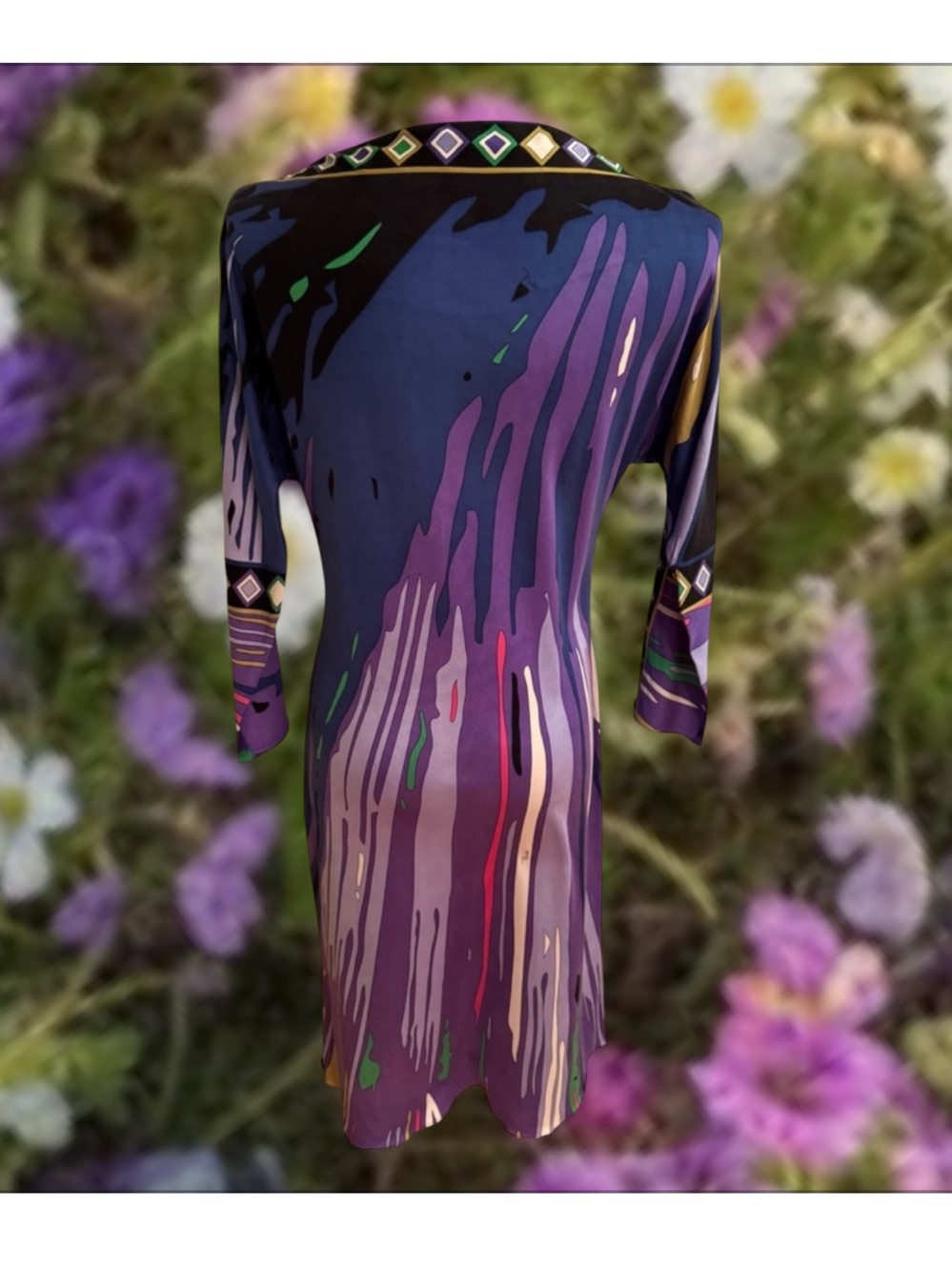 Emilio Pucci Purple Multi-Color Abstract Long Sleeve Dress - Picture 2 of 5